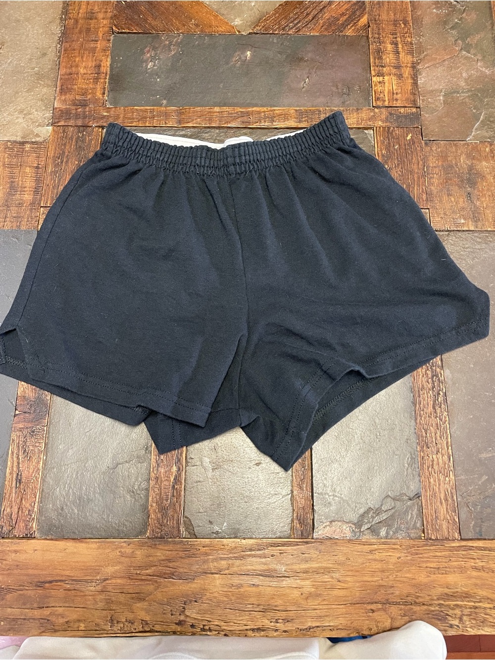Soffe Black Shorts with White Elastic Waistband Small